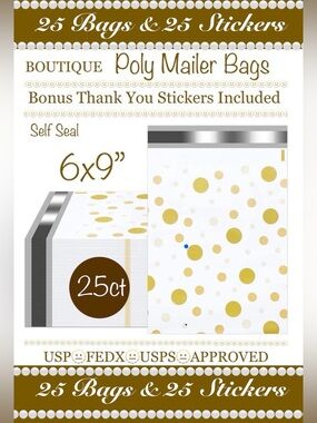 25ct~ 6x9”~Poly Mailer Bags Boutique Design 🫥🆕🫥25ct Free Thank You Stickers